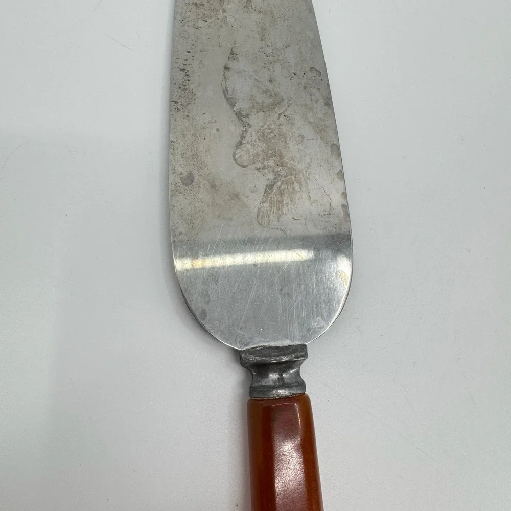 Vtg Sta-brite Cake Pie Server Stainless Steel Dessert Utensil Bakelite Handle ?